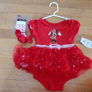 NWT Minnie Mouse Disneyland Dress w Socks
